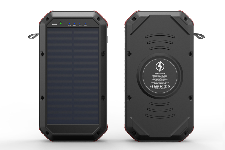 ES983S 30000mAh Solar power bank with LED camping light